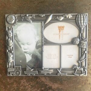 Connoisseur Silver Pewter 4-Opening Collage Picture Frame-Boy Nursery, Toddler